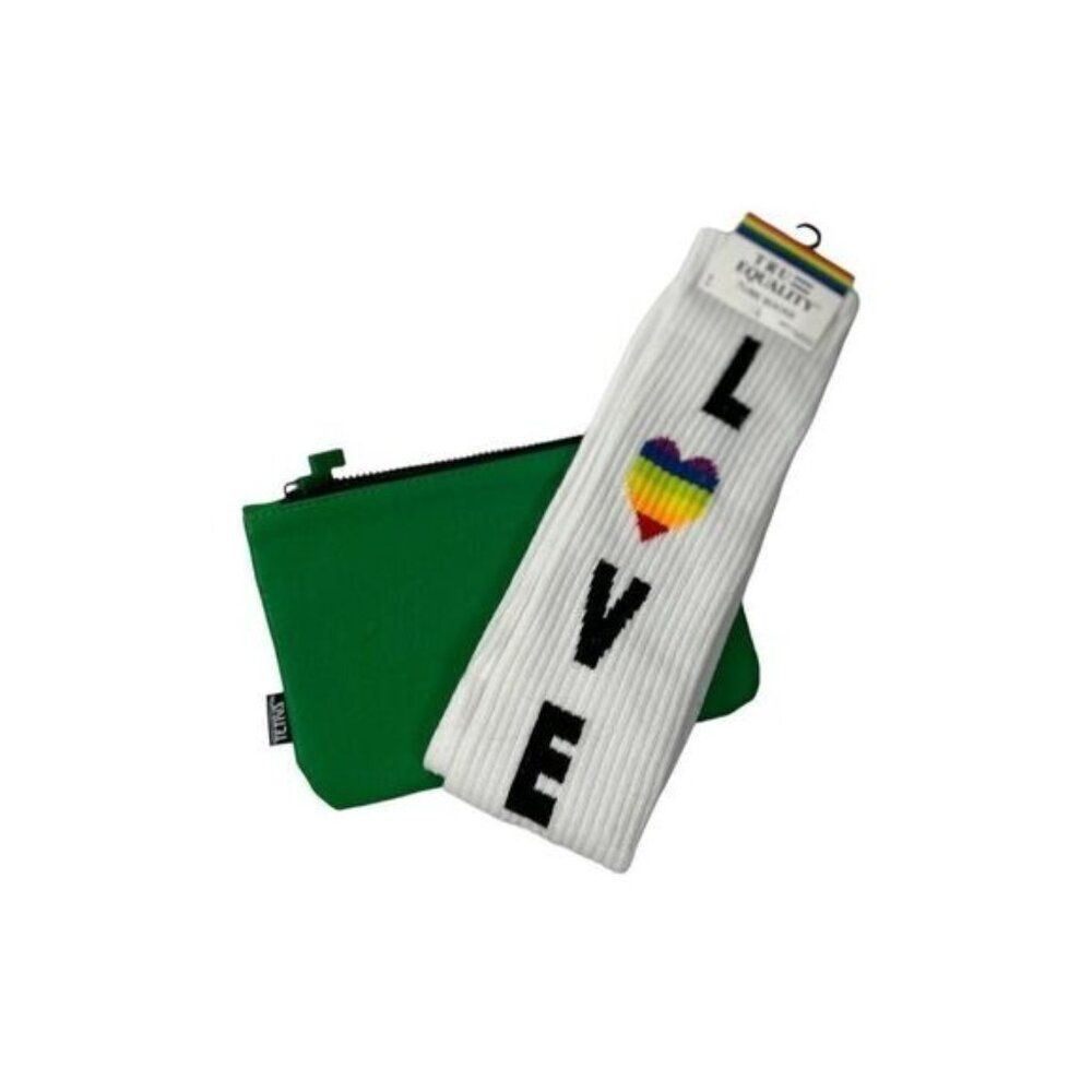 Tru Equality Love Pride Socks & Green Zip Pouch Set
